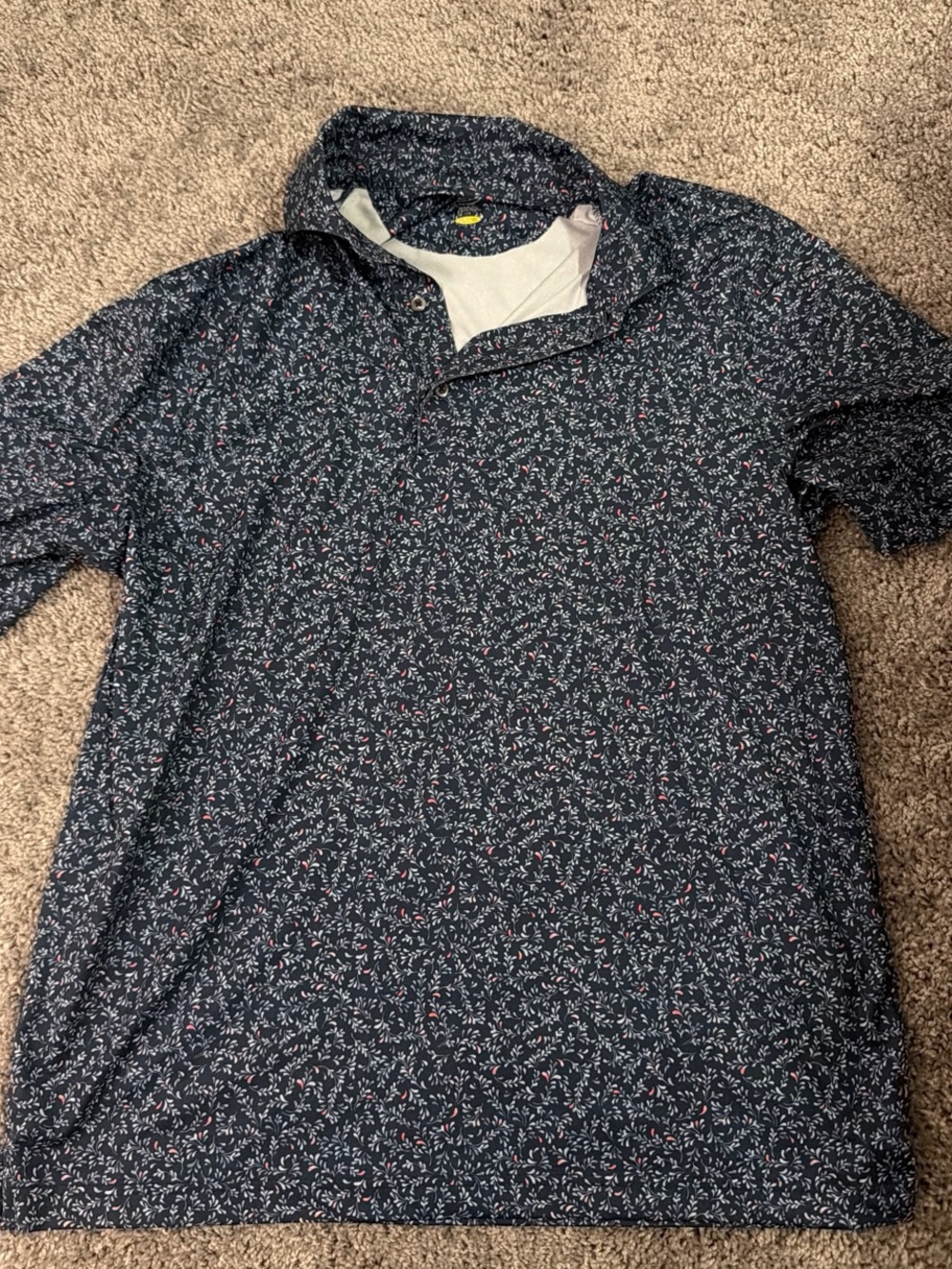 Greg Norman Collection Navy Floral Short-Sleeve Polo